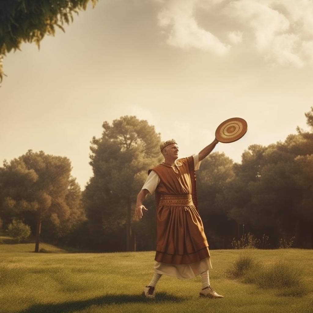 Roman Emperor Playing Frisbee Golf